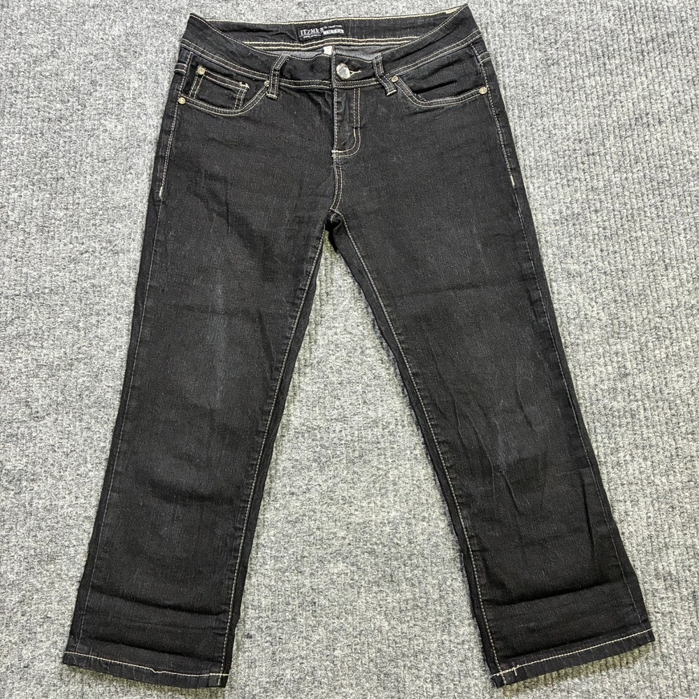 ITZME Womens Capri Jeans Size 5 Black Denim Cotton Stretch Casual Low Rise